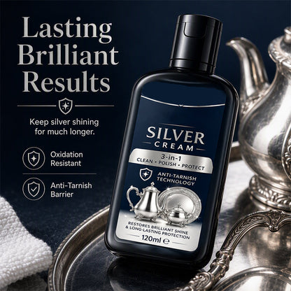 🔥Buy 3 Get 2 Free🔥Anti‑Tarnish Silver Polish Cream, 3‑in‑1 Clean Polish Protect Silver Care Cream