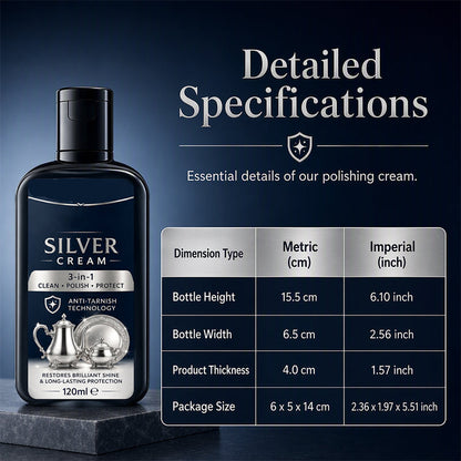 🔥Buy 3 Get 2 Free🔥Anti‑Tarnish Silver Polish Cream, 3‑in‑1 Clean Polish Protect Silver Care Cream