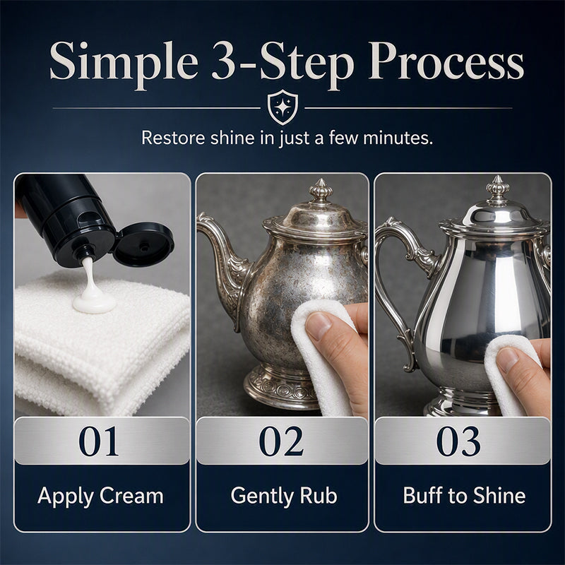 🔥Buy 3 Get 2 Free🔥Anti‑Tarnish Silver Polish Cream, 3‑in‑1 Clean Polish Protect Silver Care Cream
