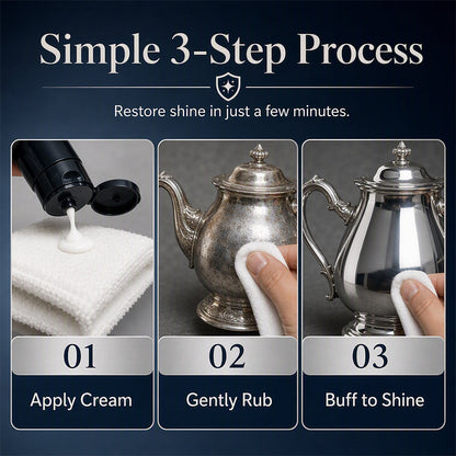 🔥Buy 3 Get 2 Free🔥Anti‑Tarnish Silver Polish Cream, 3‑in‑1 Clean Polish Protect Silver Care Cream