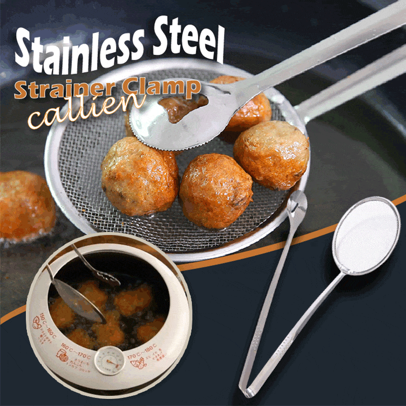 🍳 LIMITED-TIME BOGO 🍃 2-in-1 Stainless Steel Strainer Clamp — Fine Mesh Filter & Tong, Oil Drain