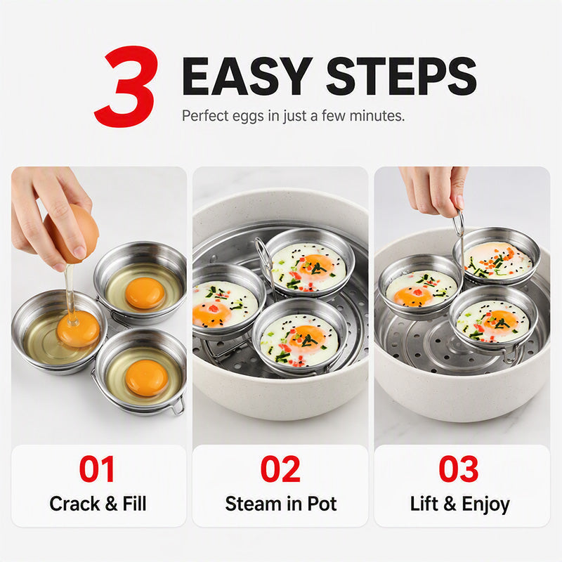 🎉  Over 14,000 Sold! 🍳 3-in-1 Stainless Steel Egg Poacher