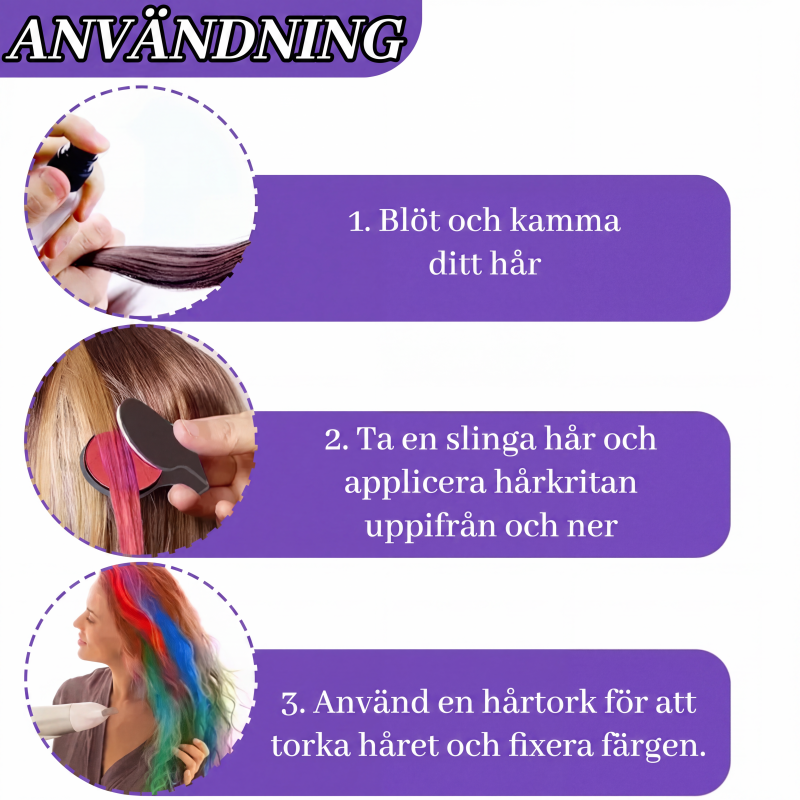 Tillfällig hårkritauppsättning för flickor