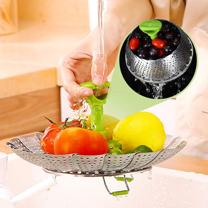 🔥50% off🔥Stainless Steel Expandable Steamer Basket Adjustable Foldable Stainless Steel Steamer Basket