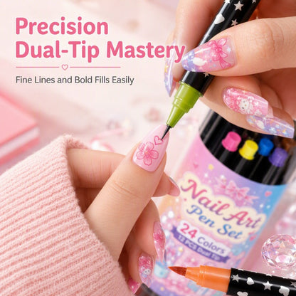 🎉 2026 Sale💅 24‑Colors Dual‑Ended Nail Art Pens‑DIY Manicure Drawing Set 🎨