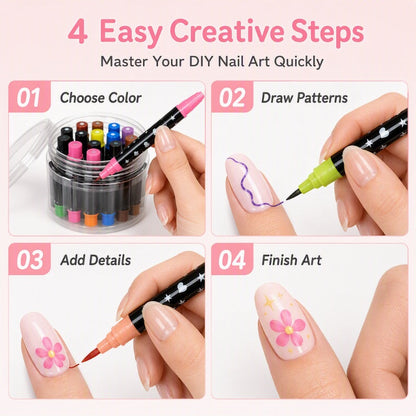 🎉 2026 Sale💅 24‑Colors Dual‑Ended Nail Art Pens‑DIY Manicure Drawing Set 🎨