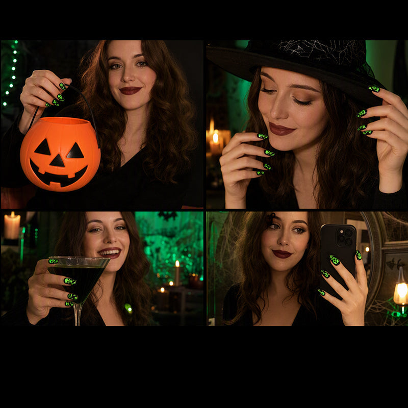 🎃 2026 Halloween Early Deal!🔥Buy 1 Get 1 Free✨Glow Halloween Nail Wraps