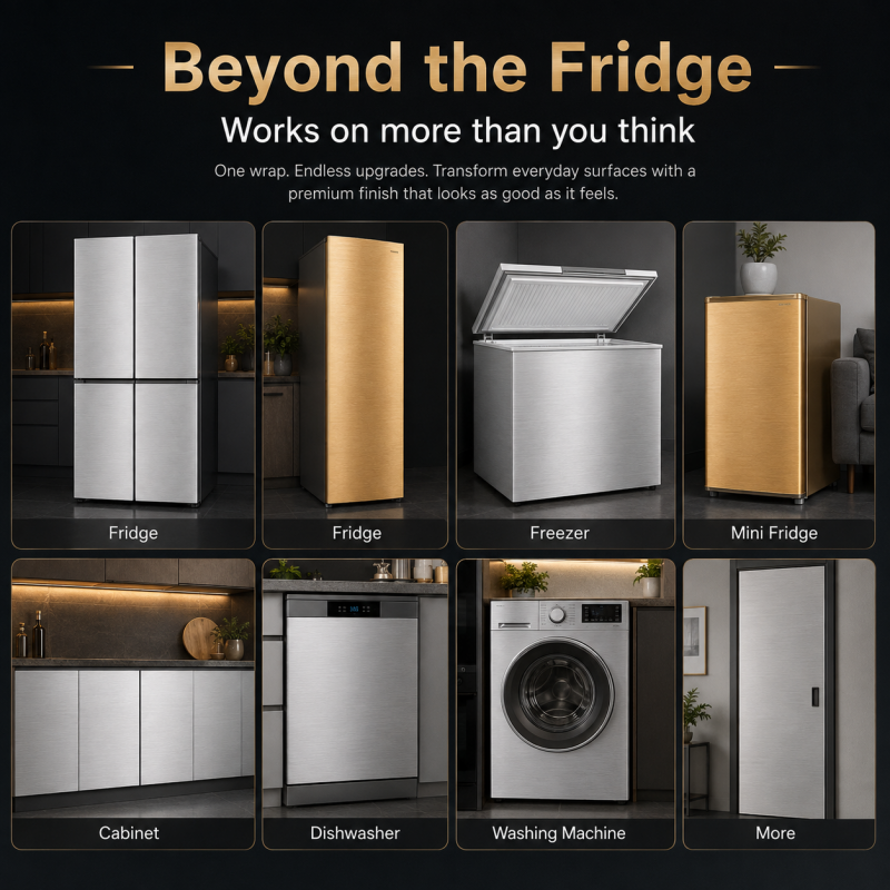 Self-Adhesive Brushed Metal Refrigerator Sticker