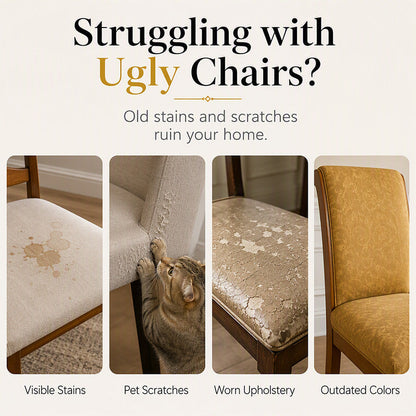 🪑 50% Off for a Limited Time! ✨ Chair Cover – Baroque-Style Gold-Foil Print
