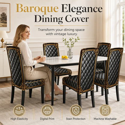 🪑 50% Off for a Limited Time! ✨ Chair Cover – Baroque-Style Gold-Foil Print
