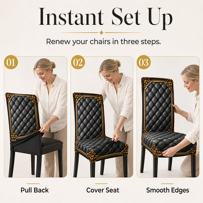 🪑 50% Off for a Limited Time! ✨ Chair Cover – Baroque-Style Gold-Foil Print