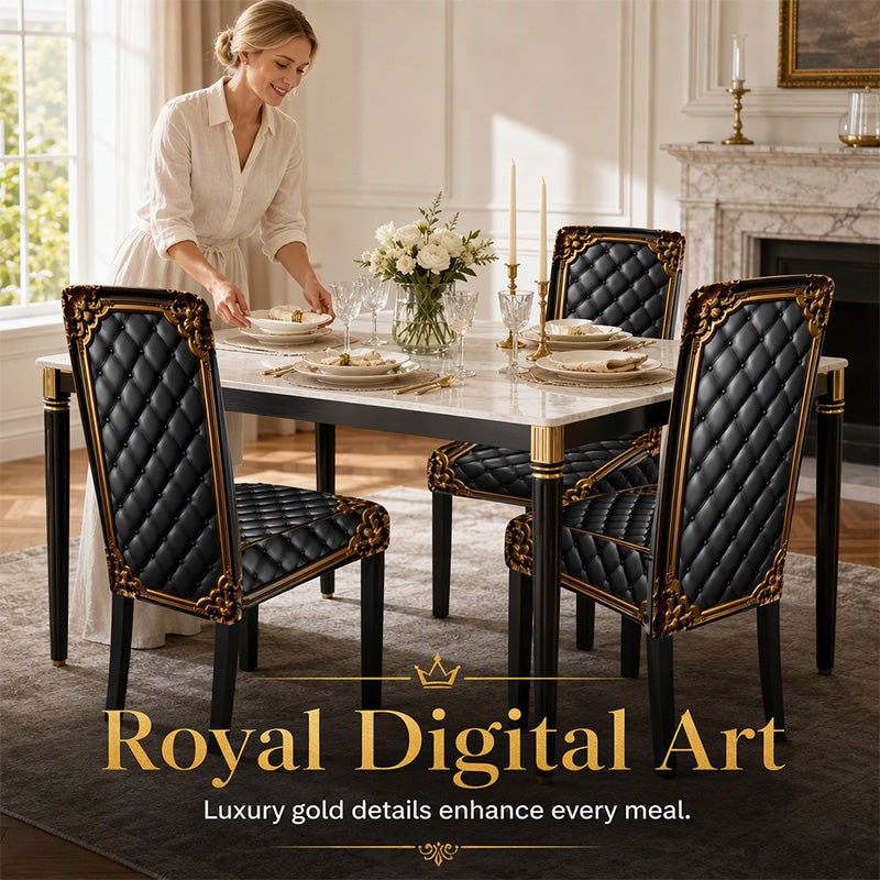 🪑 50% Off for a Limited Time! ✨ Chair Cover – Baroque-Style Gold-Foil Print