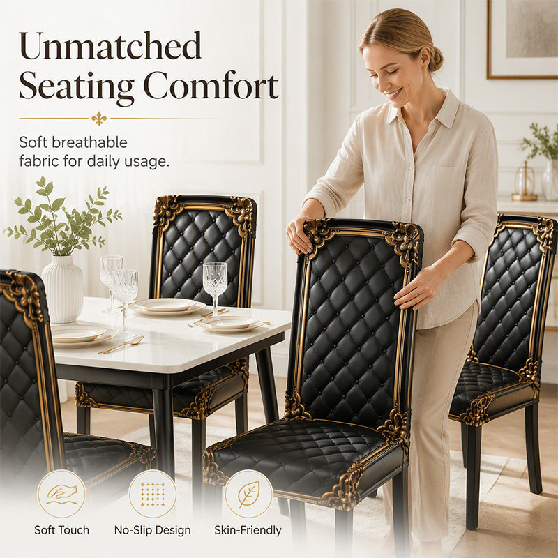 🪑 50% Off for a Limited Time! ✨ Chair Cover – Baroque-Style Gold-Foil Print