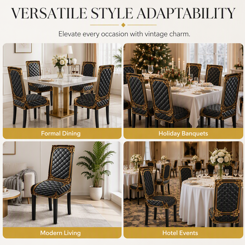 🪑 50% Off for a Limited Time! ✨ Chair Cover – Baroque-Style Gold-Foil Print