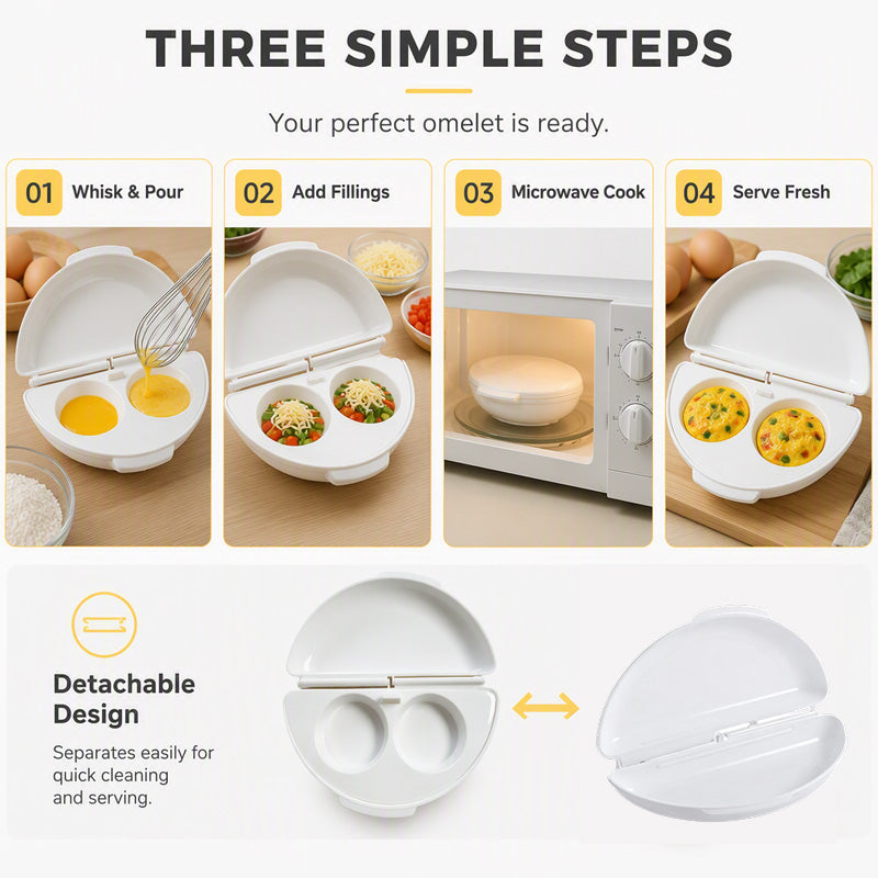 🍳Buy 1 Free 1🍳 2-in-1 Microwave Omelet Cooker Makes Omelets & Egg Cups In Minutes