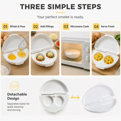 🍳Buy 1 Free 1🍳 2-in-1 Microwave Omelet Cooker Makes Omelets & Egg Cups In Minutes
