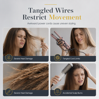 🔥50%OFF✨🎁2-in-1 Cordless Electric Hair Straightener & Curling Brush