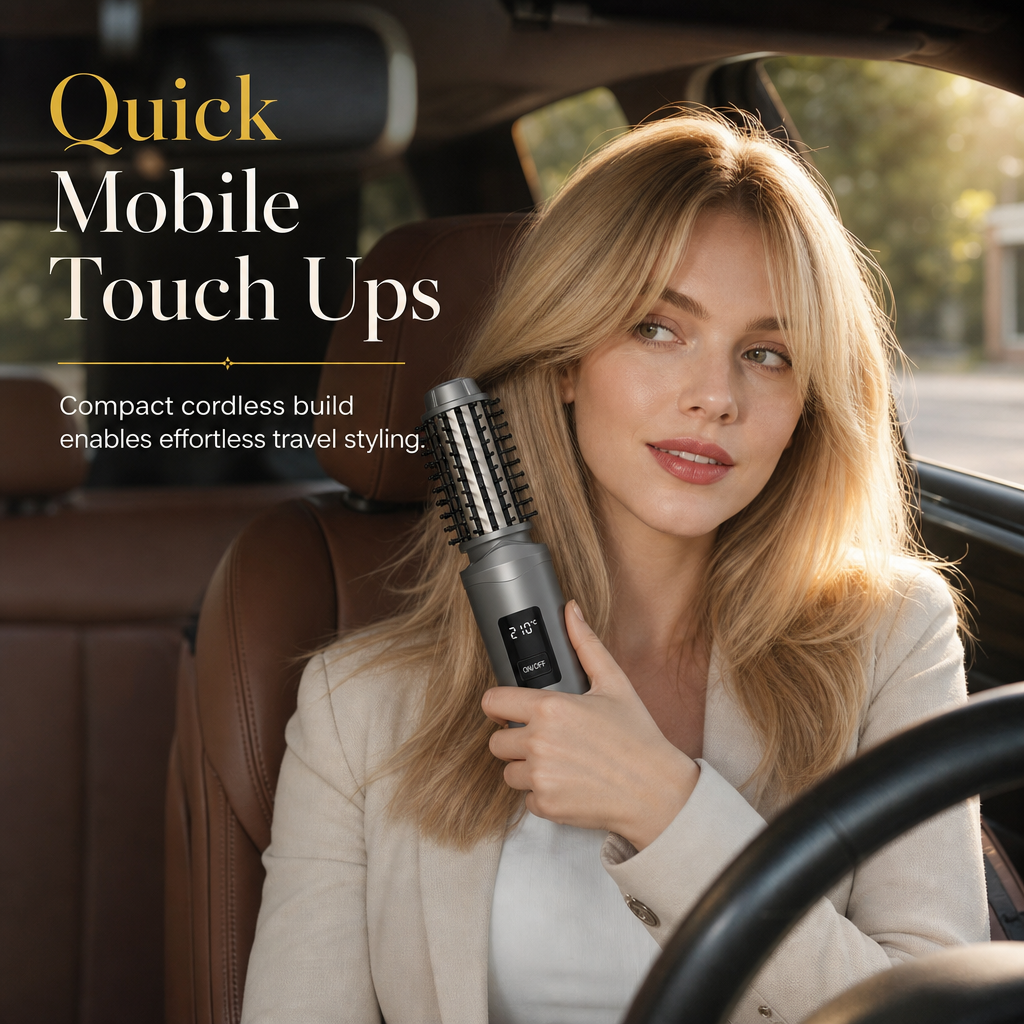 🔥50%OFF✨🎁2-in-1 Cordless Electric Hair Straightener & Curling Brush