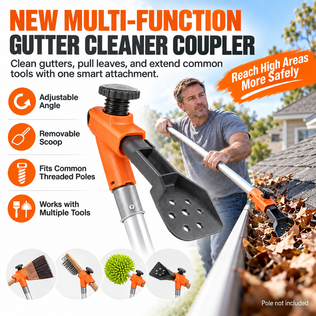 🧹 50% OFF NOW! Multifunctional Gutter Cleaning Tool – Reach Hard-to-Access Areas, Clean Gutters & Adjustable Angle – Perfect for High Surfaces and Tight Spaces ✨