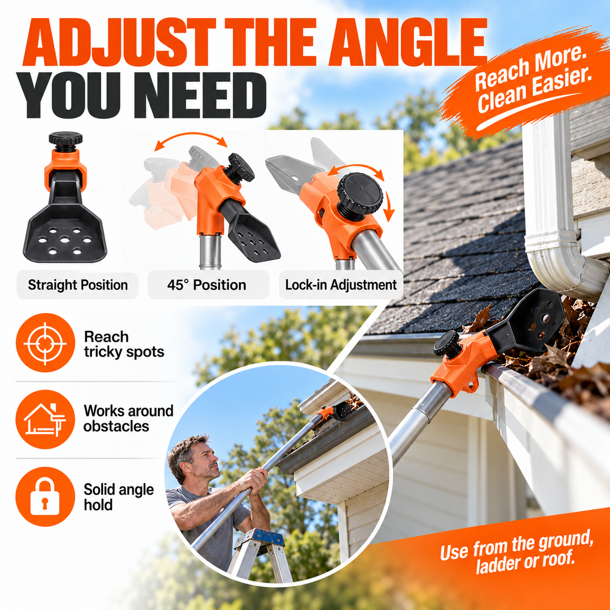 🧹 50% OFF NOW! Multifunctional Gutter Cleaning Tool – Reach Hard-to-Access Areas, Clean Gutters & Adjustable Angle – Perfect for High Surfaces and Tight Spaces ✨
