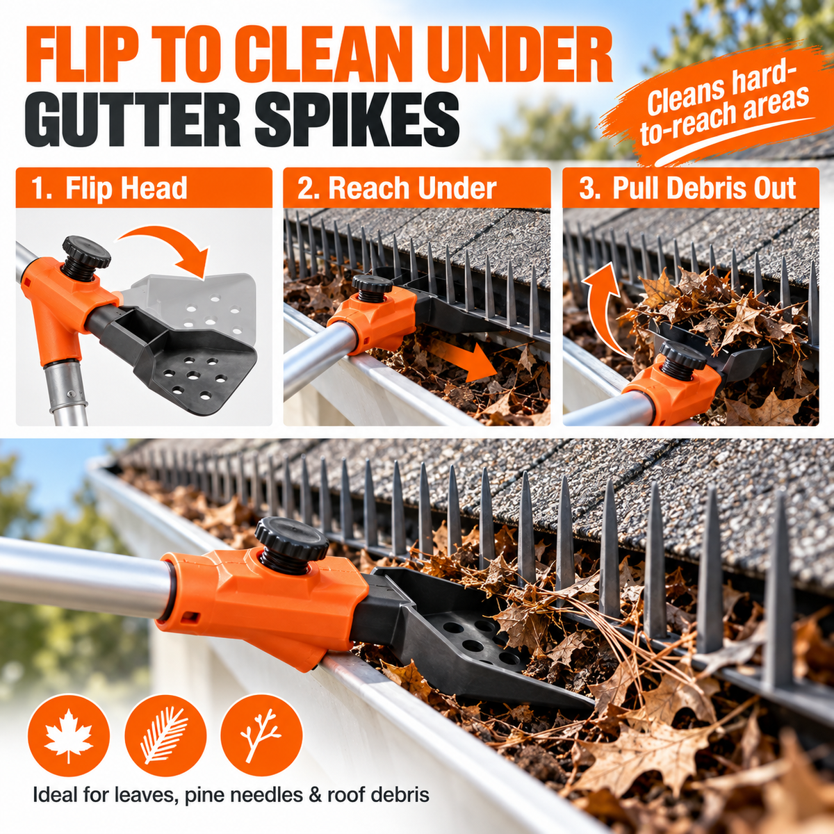 🧹 50% OFF NOW! Multifunctional Gutter Cleaning Tool – Reach Hard-to-Access Areas, Clean Gutters & Adjustable Angle – Perfect for High Surfaces and Tight Spaces ✨