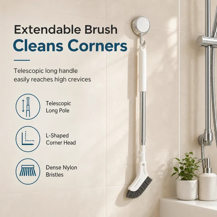 💥Buy 1 Get 1 Free🧼Adjustable Length Stainless Steel Telescopic Long Handle Crevice Cleaning Brush