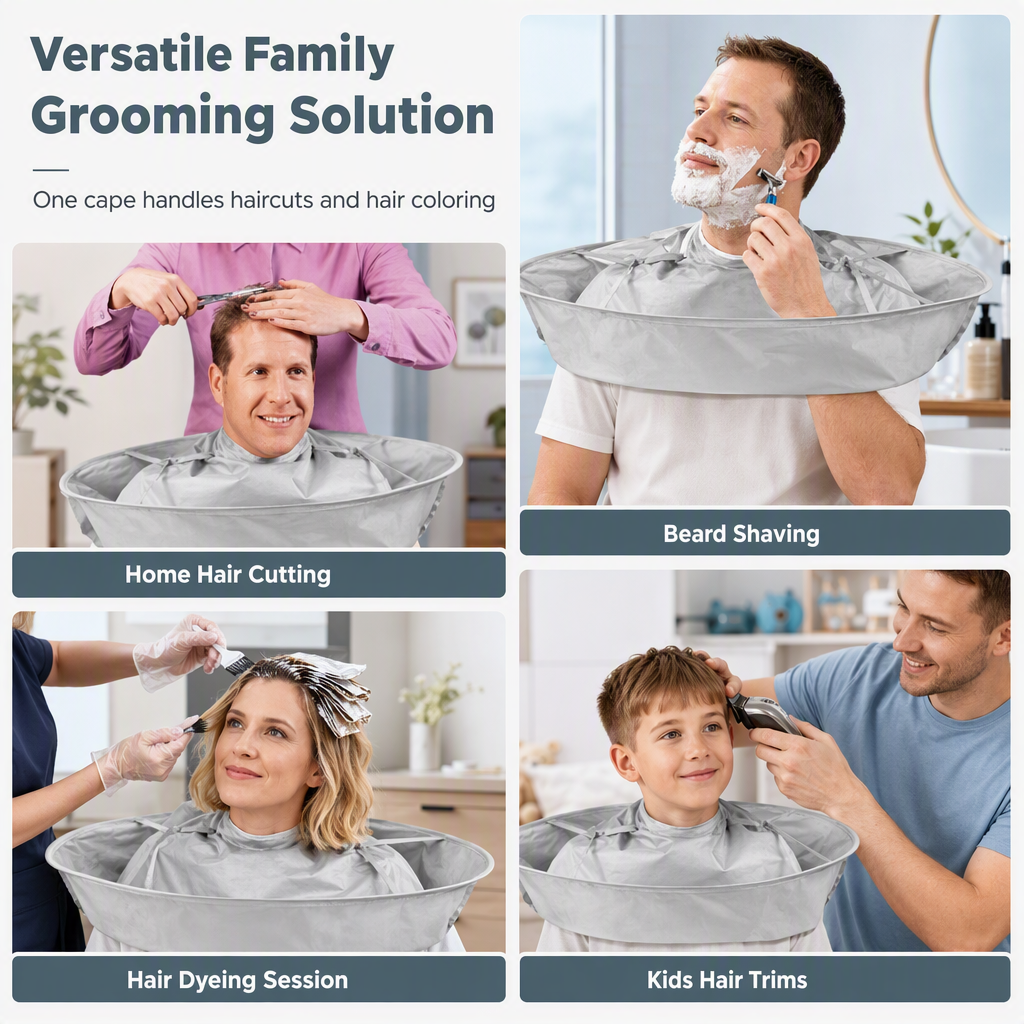 🔥50% OFF 👨‍👩‍👧 Versatile Family Grooming Haircutting Cape— Adults, Kids & Dye Sessions