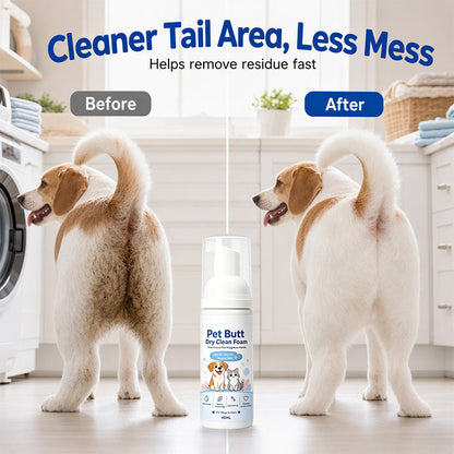 🐾50% OFF NOW! No-Rinse Pet Butt Dry Clean Foam, Pet Hygiene Foam for Dogs & Cats, Remove Dirt & Odor Without Water Washing