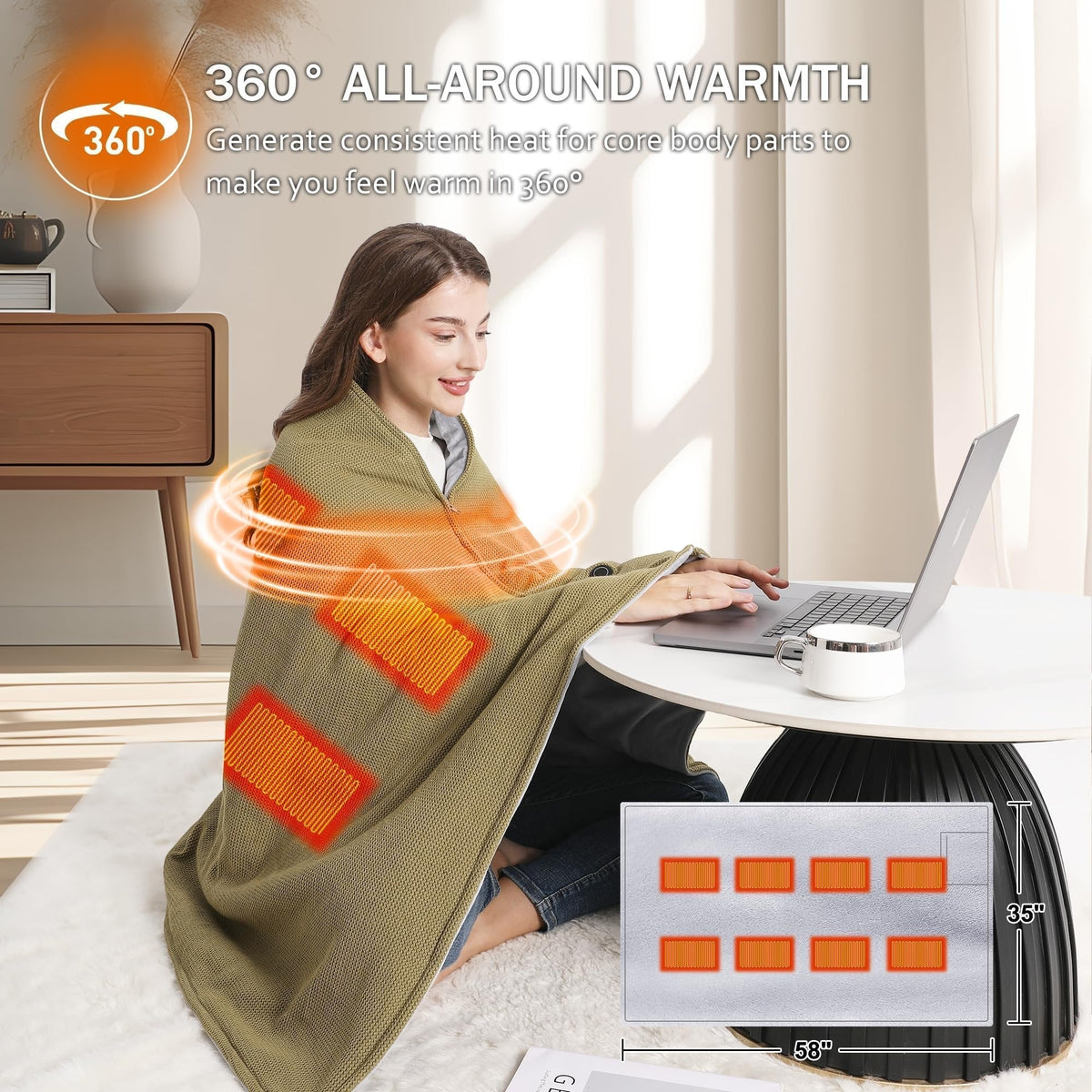 ❄️ Stay Warm All Winter — Portable Electric Heated Blanket Shawl