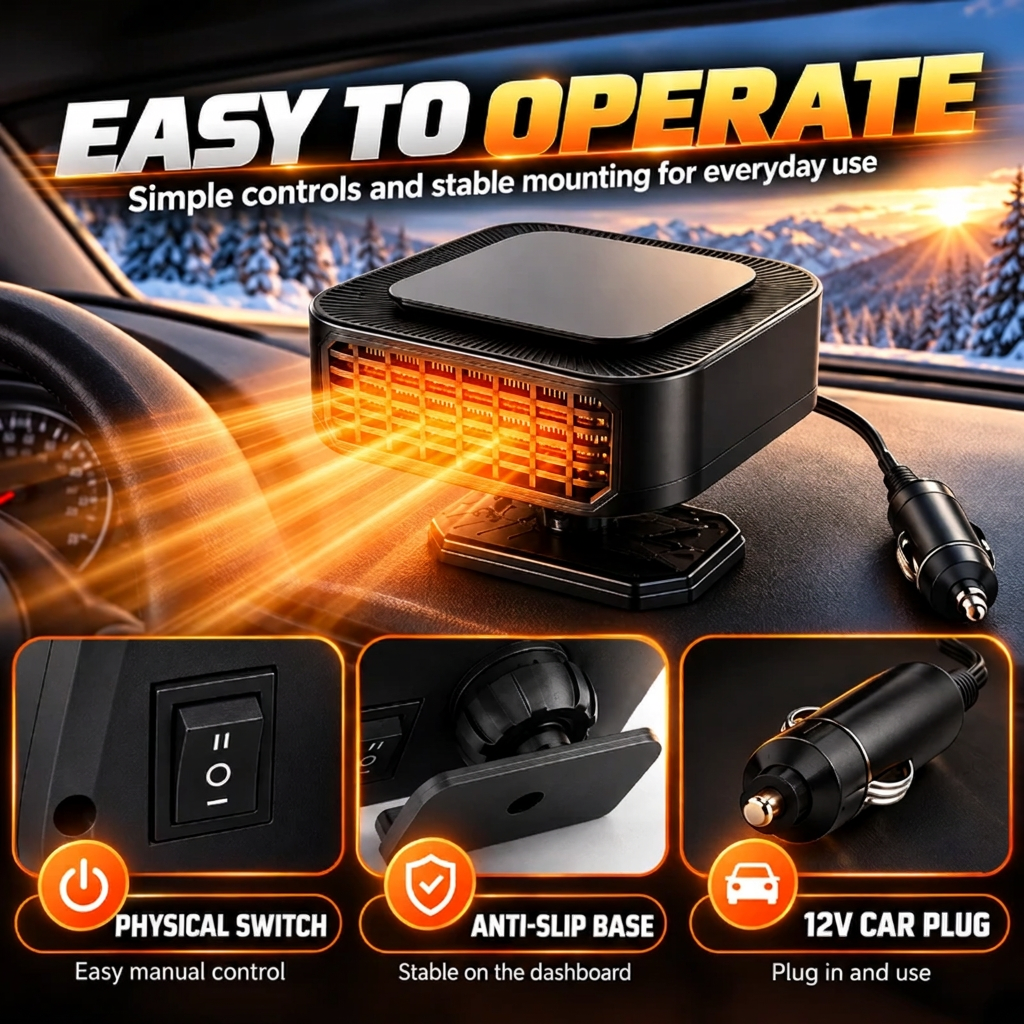 🔥Limited Time 50%OFF ⚡Portable Car Heater Defroster with 360-Degree Rotating Base