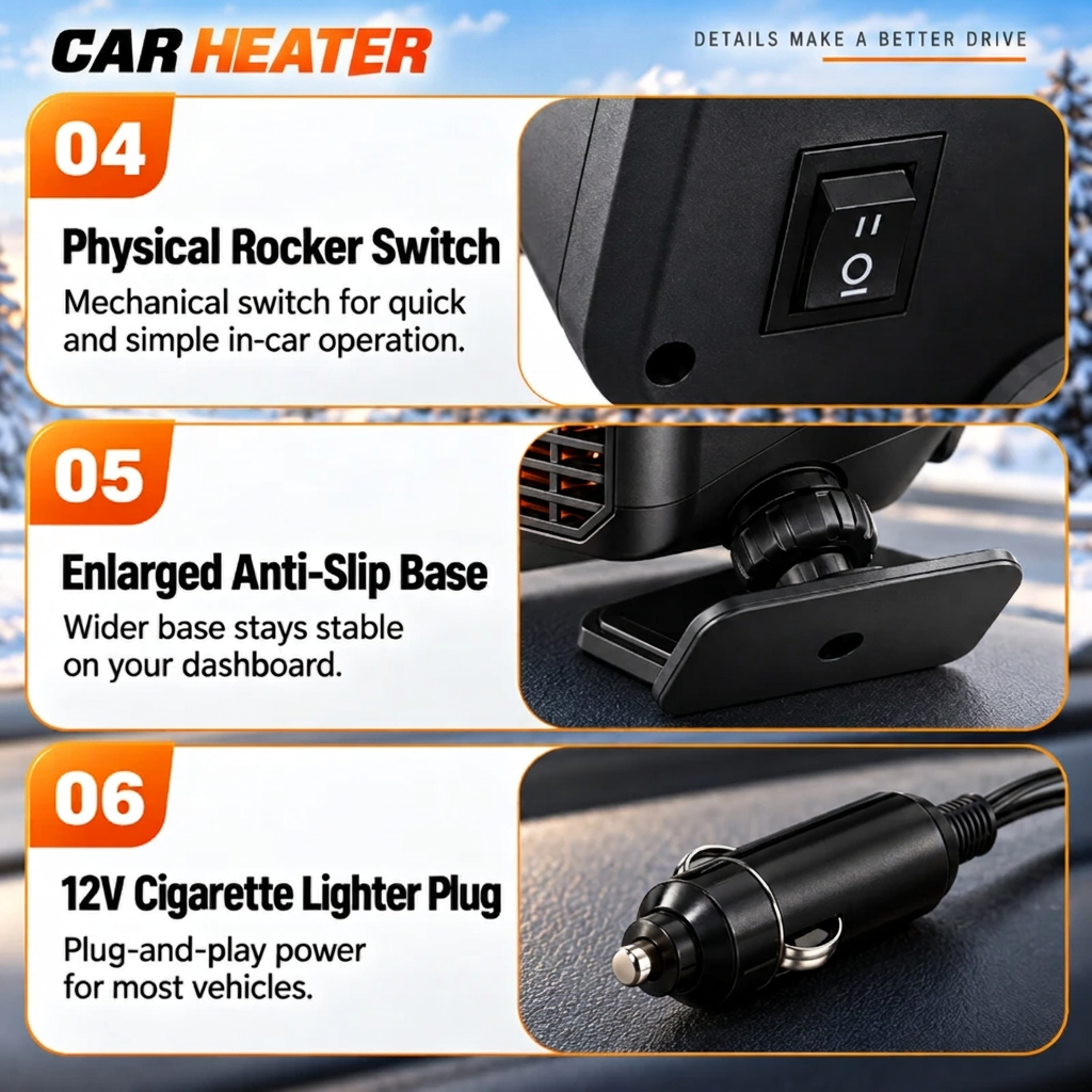 🔥Limited Time 50%OFF ⚡Portable Car Heater Defroster with 360-Degree Rotating Base