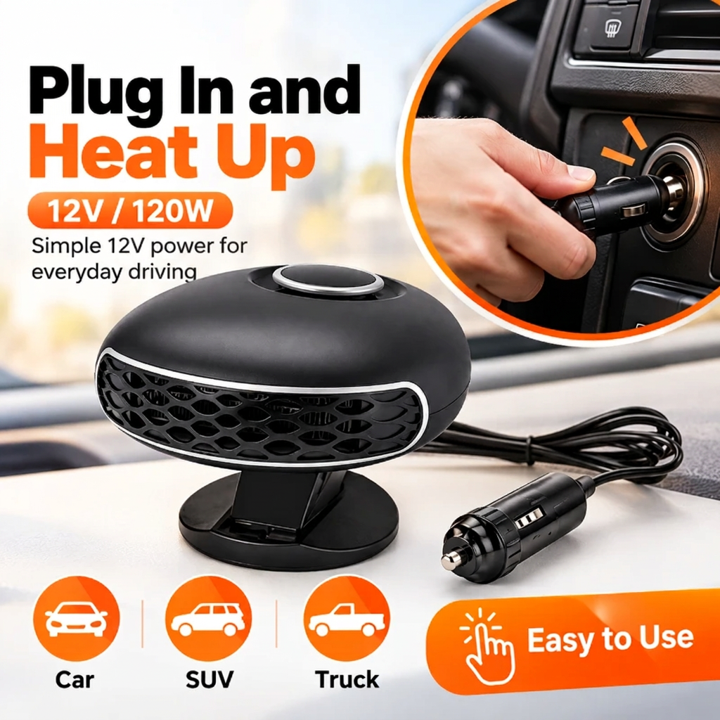 🔥Limited Time 50%OFF ⚡Portable Car Heater Defroster with 360-Degree Rotating Base