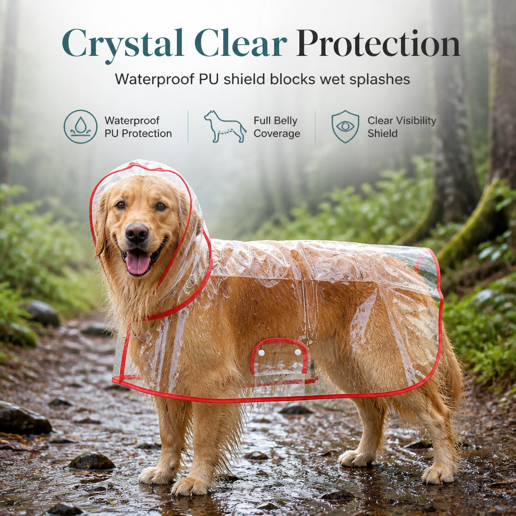 🐕New Arrivals 50% OFF📢 Transparent Waterproof Dog Raincoat – Keep Your Pup Dry & Visible on Rainy Walks 🌧️