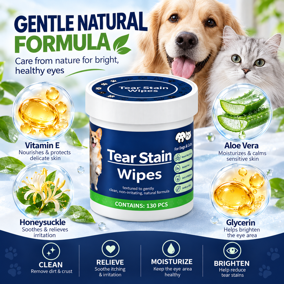🐶🐱 Buy 1 Get 1 Free for the first 50 customers 🌿 Universal eye and tear stain cleaning wipes for cats and dogs