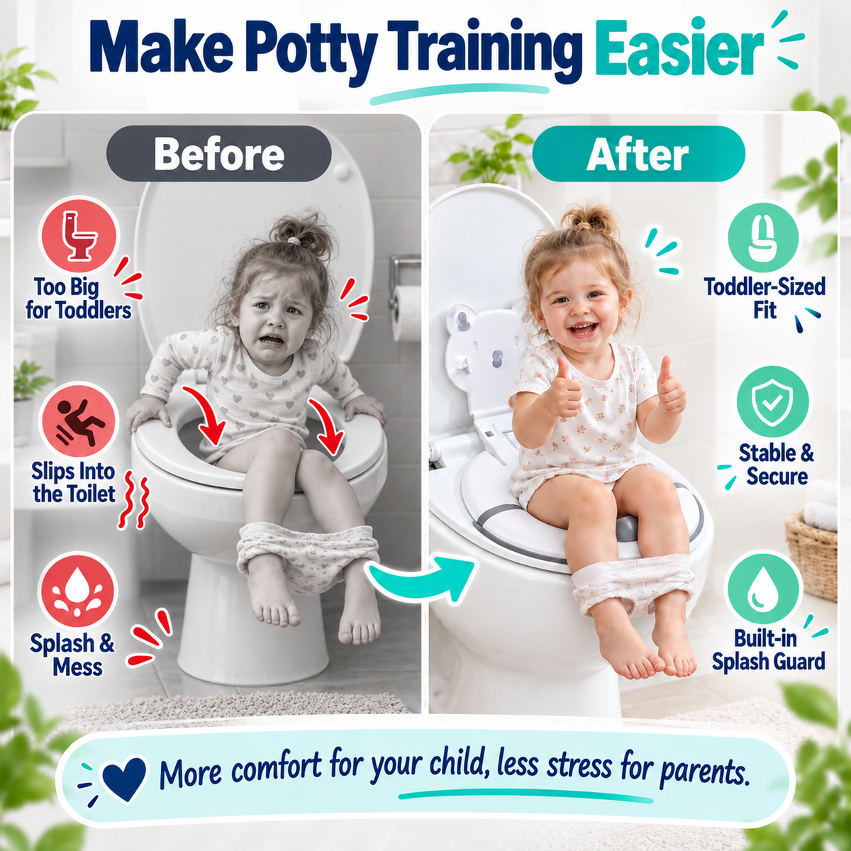 🚽 Buy one, get one free for the first 50 customers 🔥Foldable Kids Potty Training Toilet Seat