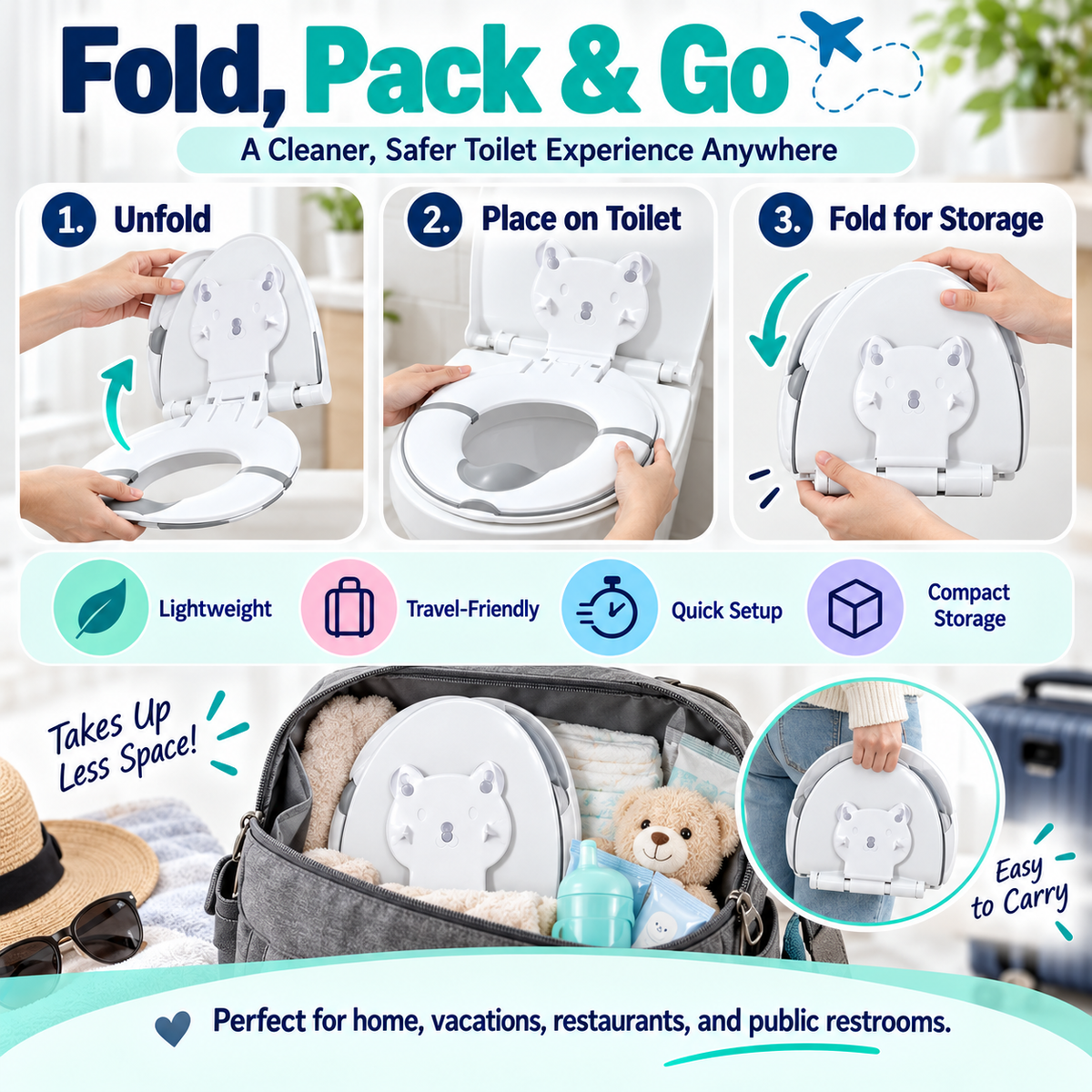 🚽 Buy one, get one free for the first 50 customers 🔥Foldable Kids Potty Training Toilet Seat