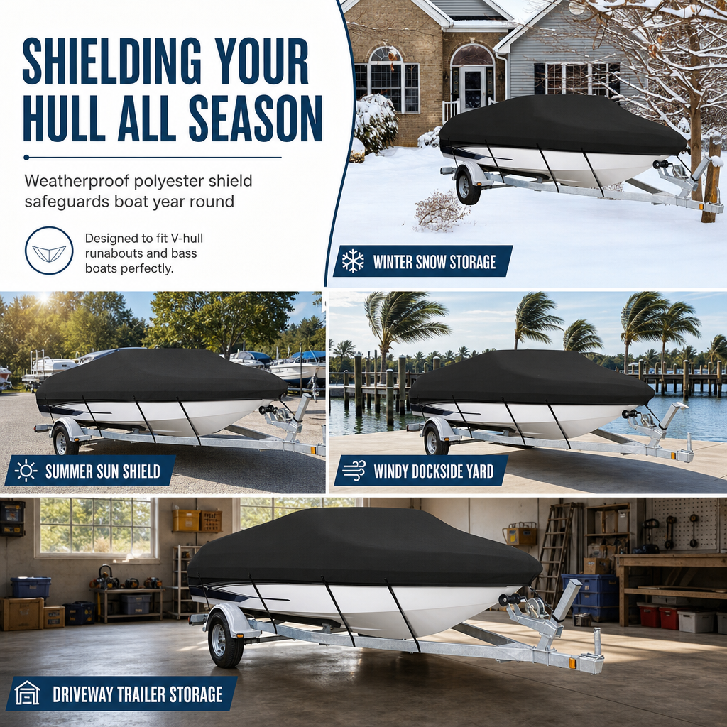 🎃Halloween Deal 50% OFF!🚤Waterproof V-Hull Boat Cover – Outdoor Protection for Storage & Mooring