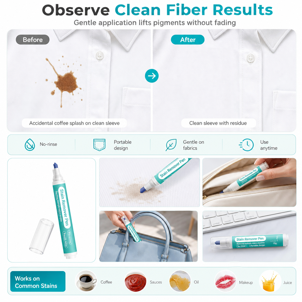 🔥Buy 2 Get 1 Free Factory Direct Sales🔥Portable Waterless Stain Remover Pen for Clothes 15g Instant Oil Stain Cleaning Stick for White Clothing
