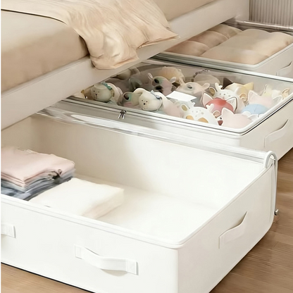 🔥Foldable Under Bed Storage Bag with Zipper Lid, Dustproof Clothes Blanket Organizer