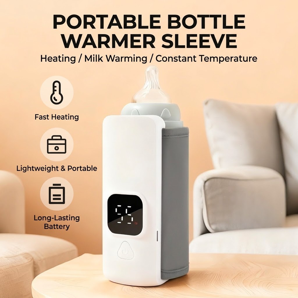 🍼✨ Wireless Rechargeable Baby Bottle Warmer | Portable Outdoor Heated Sleeve