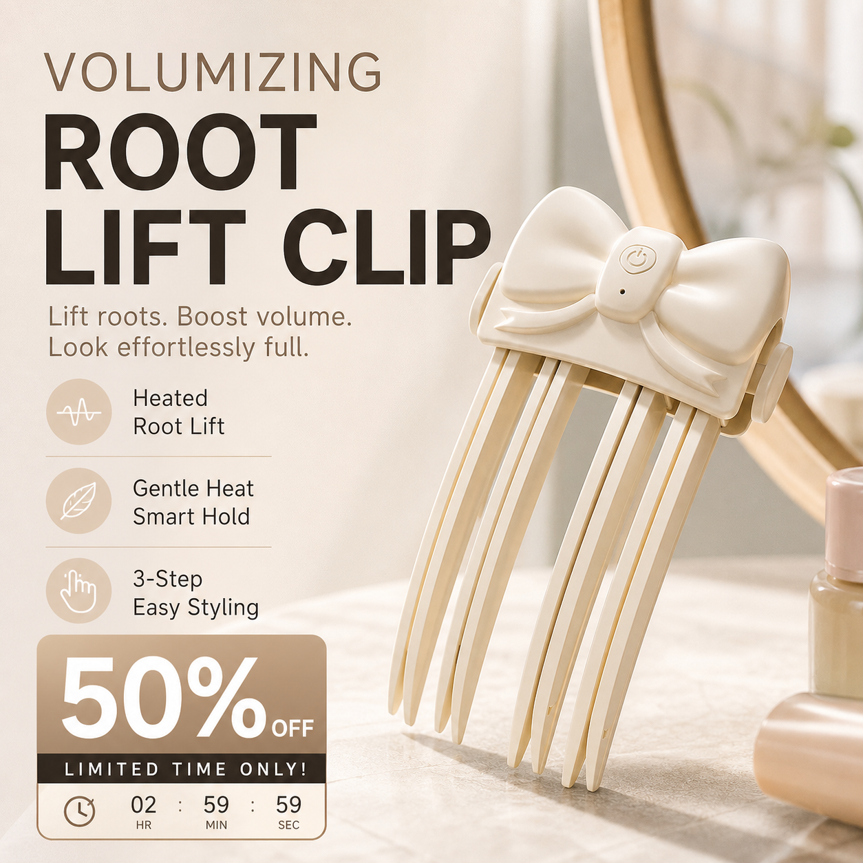📢📢50% OFF !! ⏰Draadloze verwarmde volumeclip voor de haaraanzet - Stylingtool voor volume in de salon, speciaal voor fijn, futloos haar