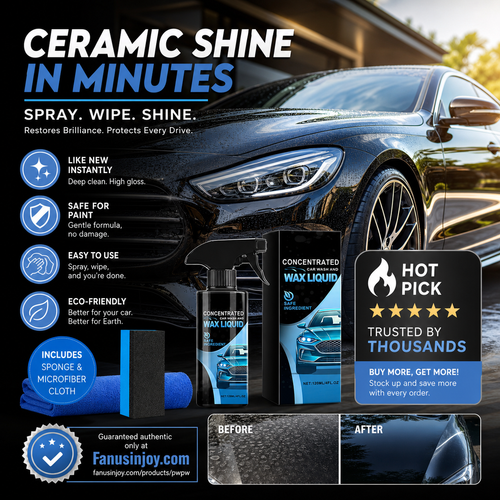 🚗✨🔥Buy‑One‑Get‑One‑Free When You Order Today! Concentrated Car Wash & Wax Liquid, Gentle & Effective Detailing Spray Kit with Sponge and Microfiber Cloth